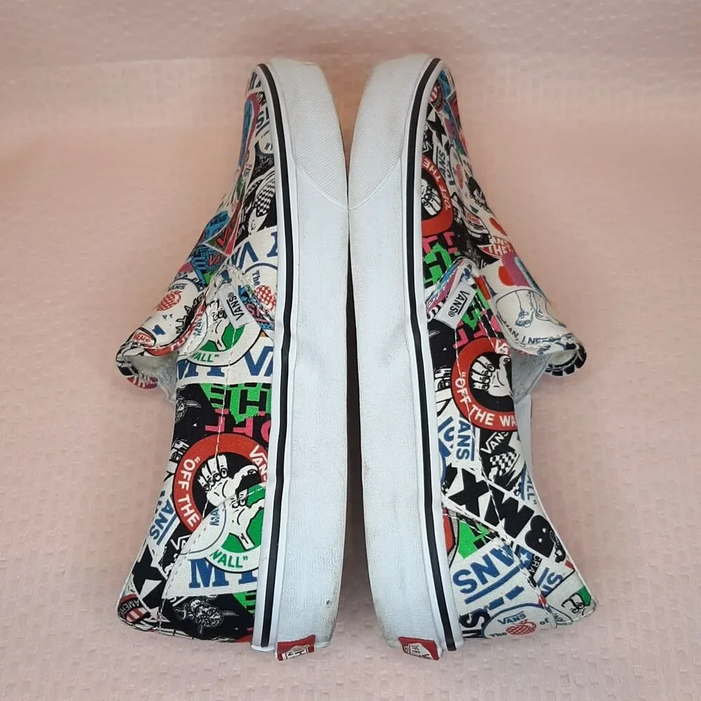 Vans Off The Wall Slip-On Shoes Multicolor Men Size 8.5 Stickers Skateboard - Picture 7 of 9